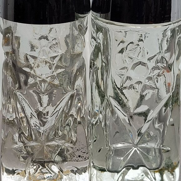 Vintage Starburst Glass Salt & Pepper Shakers With Metal Lids - Picture 8 of 9